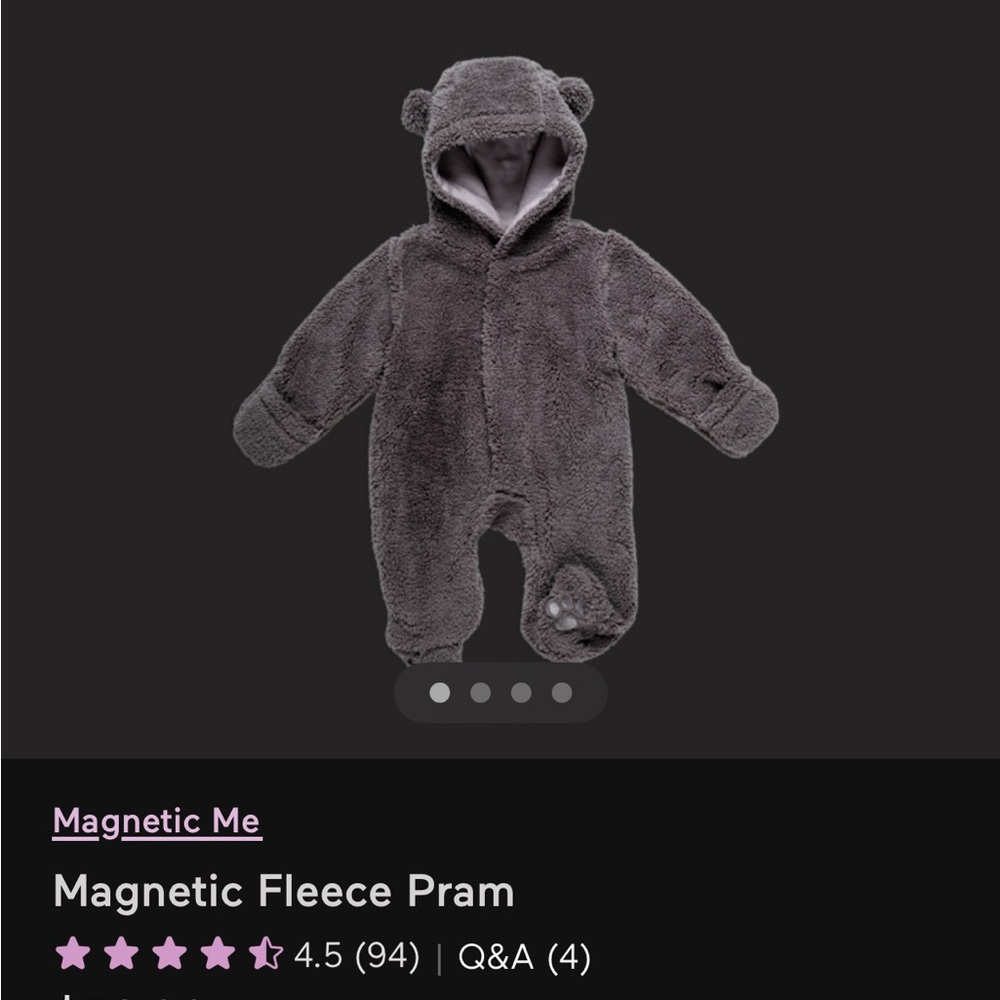 Magnetic Me Magnetic Fleece Pram, Grey, Sz 0-3 Months, Great Condition